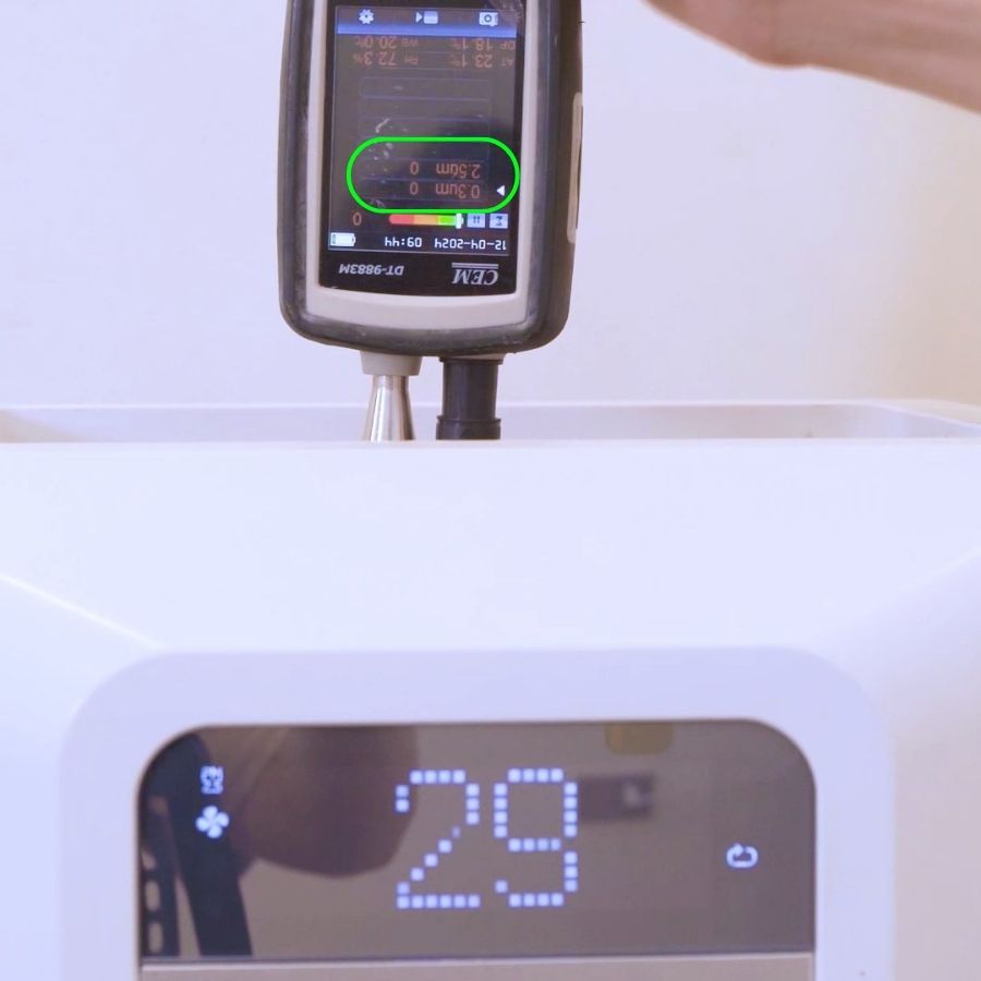 Máy AC-500 lọc về "0" hạt bụi siêu mịn PM 0.3 tại cửa gió đầu ra