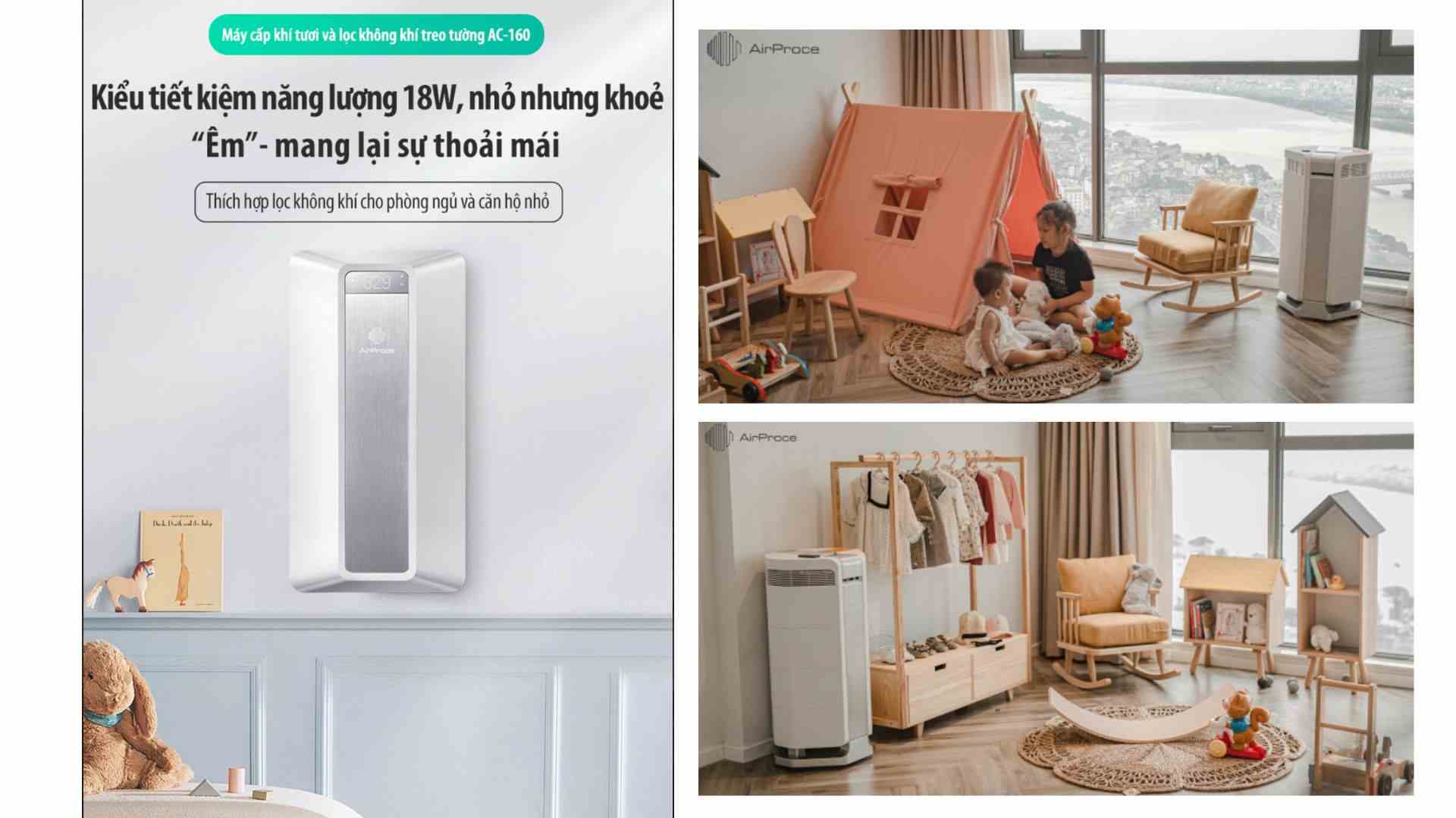 Sử dụng máy lọc và cấp khí tươi AirProce AC-160 để giảm tác động của formaldehit đến trẻ 