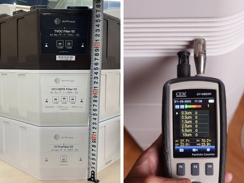 độ dày bộ lọc và hiệu quả lọc bụi siêu mịn máy lọc không khí AI-600