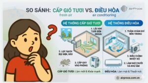 hệ thống cấp gió tươi khác hệ thống điều hòa