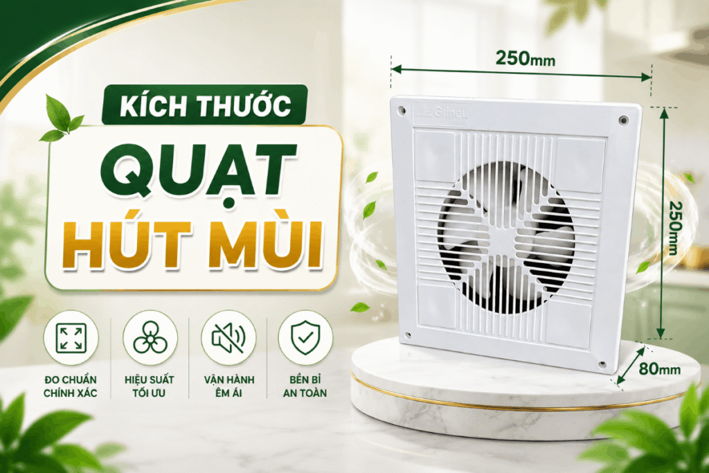 kích thước quạt hút mùi
