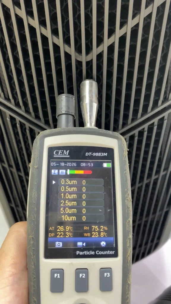 Đừng mua máy lọc không khí S9 nếu bạn chưa biết điều này 6 Máy lọc không khí S9 lọc về "0" hạt bụi PM 2.5 tại cửa gió đầu ra